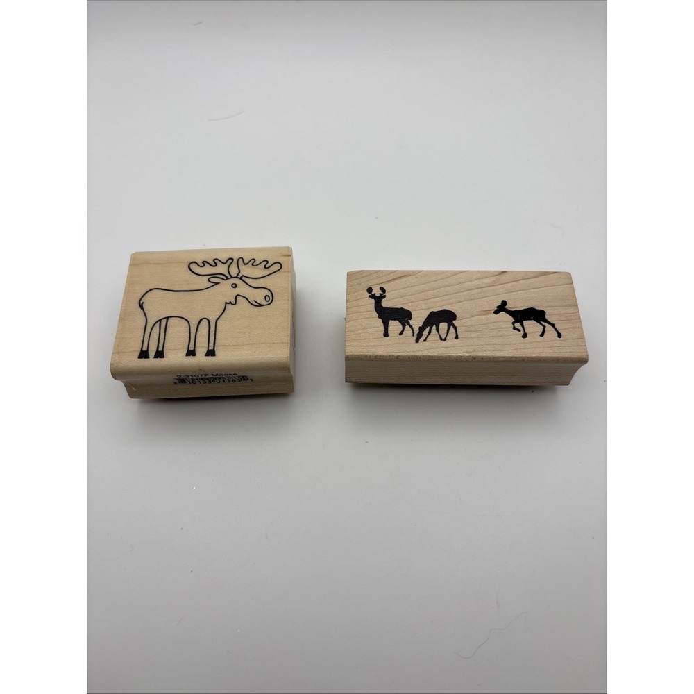 A Muse Artstamps Art Impressions Wood Mount Rubber‎ Stamps Moose Deer Animals